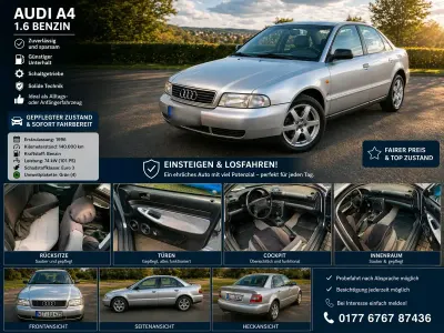 Occasion Audi A4 101 ch (74 kW) 1996 Argent Berline