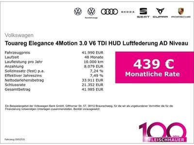 gebraucht VW Touareg Elegance 4Motion 3.0 V6 TDI HUD Luftfederung AD Niveau Navi Leder