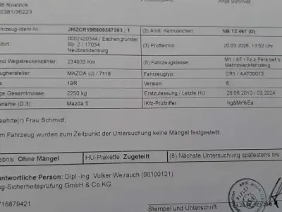 Gebraucht Mazda 5 Active 143 PS (105 kW) 2010 Van / Kleinbus