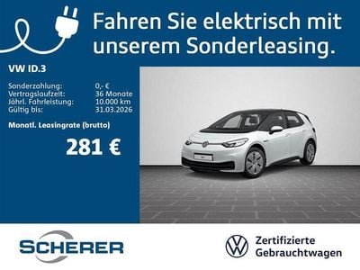Gebraucht VW ID.3 Pure 110 kW (150 PS) 2021 Gletscherweiß metallic schwarz (metallic) Kleinwagen
