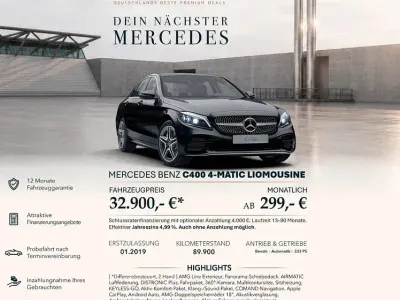 Gebraucht Mercedes C400 333 PS (244 kW) 2019 Schwarz Limousine