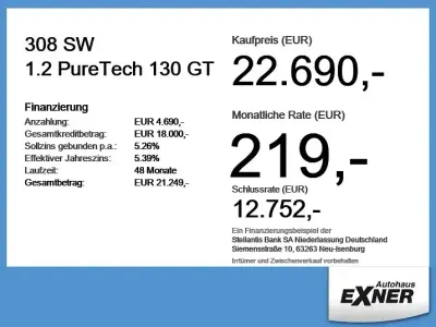 Gebraucht Peugeot 308 SW GT 131 PS (96 kW) 2024 Perla nera schwarz Kombi