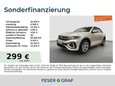 Ivory silver metallic / schwarz Gebraucht 2025 VW T-Roc Cabriolet R-line Cabrio | 32.830 € (Guter Preis)