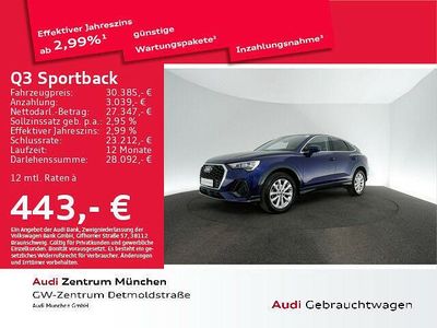 Navarrablau metallic Gebraucht 2022 Audi Q3 Sportback Sport SUV | 30.385 € (Fairer Preis)