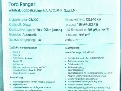 Gebraucht Ford Ranger Wildtrack 212 PS (155 kW) 2021 Schwarz Pickup