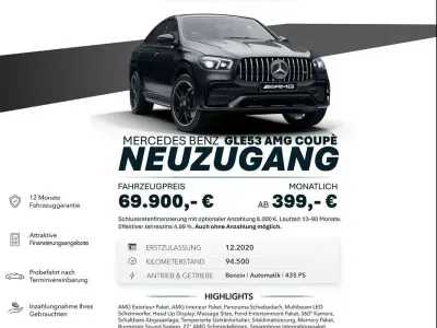 Gebraucht Mercedes GLE53 AMG AMG 431 PS (317 kW) 2020 Schwarz SUV
