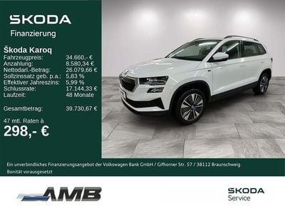 Gebraucht Skoda Karoq Lounge 150 PS (110 kW) 2025 Moonweiß perleffekt SUV