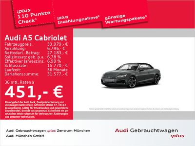 gebraucht Audi A5 Cabriolet 40 TFSI S tronic 3x S line Virtual/Leder/Navi+/Kamera