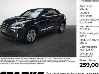 Neu VW T-Roc Cabriolet R-line 150 PS (110 kW) 2025 Weiß (pure white uni schwarz) Cabrio
