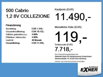 Używany Fiat 500 Collezione 69 KM (50 kW) 2018 Niebieski Kabriolet