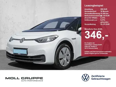 Gebraucht VW ID.3 Pro 107 kW (146 PS) 2022 Gletscherweiß metallic schwarz Kleinwagen