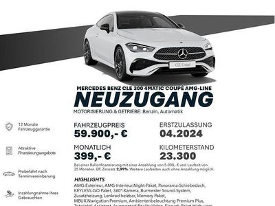 Gebraucht Mercedes CLE300 AMG line 281 PS (206 kW) 2024 Opalithweiss  metalliclack Coupé