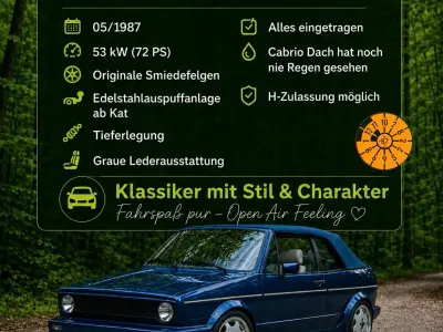 Gebraucht VW Golf Cabriolet 71 PS (52 kW) 1987 Blau Cabrio