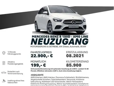 Gebraucht Mercedes B180 AMG line 116 PS (85 kW) 2021 Weiß Van / Kleinbus