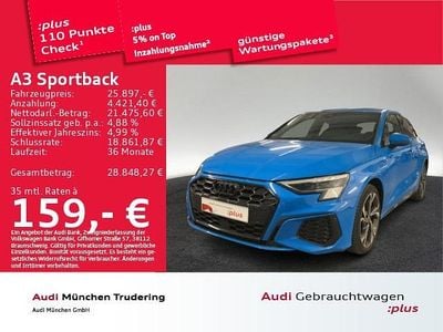 Turboblau Gebraucht 2023 Audi A3 Sportback e-tron S-Line Kleinwagen | 25.897 € (Guter Preis)