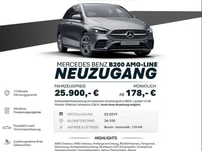 Gebraucht Mercedes B200 AMG line 163 PS (119 kW) 2019 Grau Van / Kleinbus