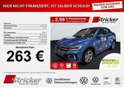 Gebraucht VW T-Roc Cabriolet R-line 150 PS (110 kW) 2025 Ravennablau metallic schwarz (metallic) Cabrio