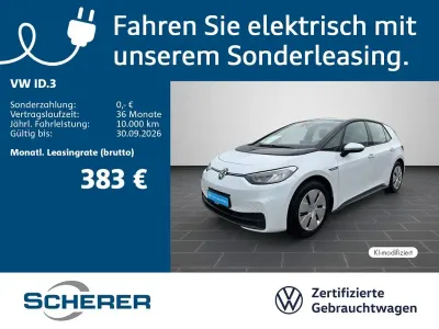 Gebraucht VW ID.3 Pro Performance 150 kW (204 PS) 2023 Gletscherweiß metallic schwarz (metallic) Kleinwagen