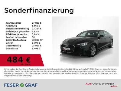 Gebraucht Audi A5 Sportback Basis 163 PS (119 kW) 2022 Mythosschwarz metallic Kleinwagen