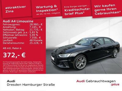 Gebraucht Audi A4 S-Line 150 PS (110 kW) 2022 Mythosschwarz metallic Limousine
