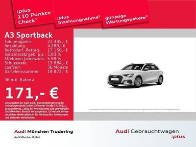 Ibisweiß Gebraucht 2022 Audi A3 Sportback e-tron Advanced Kleinwagen | 22.643 € (Guter Preis)