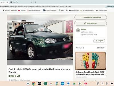 Gebraucht VW Golf Cabriolet Comfortline 101 PS (74 kW) 2000 Grün Cabrio