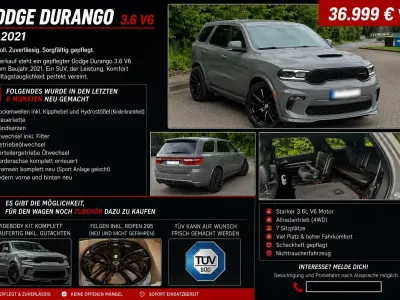 Gebraucht Dodge Durango 299 PS (219 kW) 2021 Grau SUV