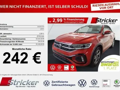 Gebraucht VW T-Roc Cabriolet R-line 150 PS (110 kW) 2025 Kings red metallic schwarz Cabrio