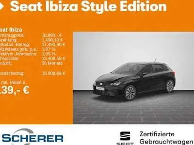 Brugt Seat Ibiza Style 116 HK (85 kW) 2024 Sort Hatchback