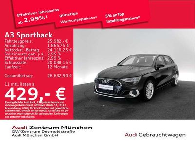 Brillantschwarz Gebraucht 2023 Audi A3 Advanced Plus Limousine | 25.982 € (Fairer Preis)