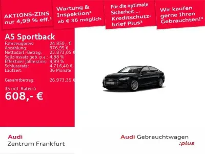 Gebraucht Audi A5 Sportback Basis 150 PS (110 kW) 2019 Mythosschwarz metallic Kleinwagen
