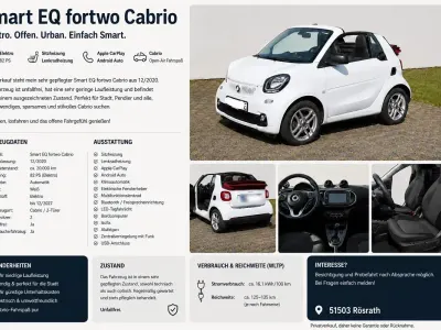 Gebraucht Smart ForTwo Coupé 60 kW (82 PS) 2020 Weiß Cabrio