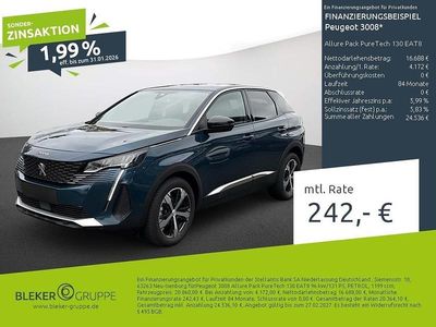 Gebraucht Peugeot 3008 Allure 131 PS (96 kW) 2023 Lackierung blau celebes/metallic klarlack Limousine