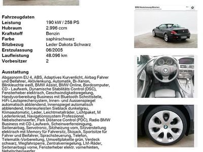 Occasion BMW 630 Cabriolet 258 PK (189 kW) 2005 Zwart Cabriolet