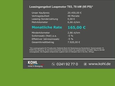 Neu Leapmotor T03 69 kW (95 PS) 2026 Blau Kleinwagen