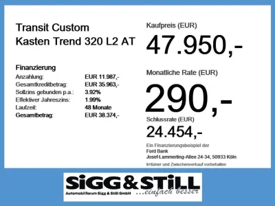 Nuova Ford Transit Custom Trend 150 CV (110 kW) 2026 Bianco Monovolume