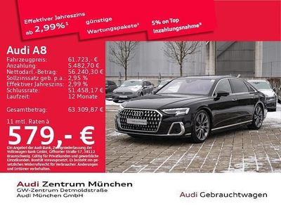 Mythosschwarz metallic Gebraucht 2023 Audi A8L Ambiente Limousine | 60.954 € (Fairer Preis)