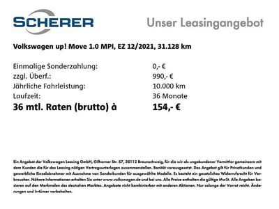 Gebraucht VW up! Move 65 PS (47 kW) 2021 Pure white Kleinwagen