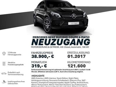 Schwarz Gebraucht 2017 Mercedes GLE350 AMG line Coupé | 38.900 € (Fairer Preis)