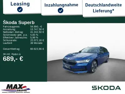 Neu Skoda Superb SportLine 204 PS (150 kW) 2026 Blau Kombi