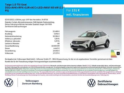 Gebraucht VW Taigo Goal 116 PS (85 kW) 2025 Weiß SUV