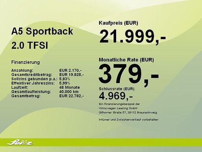 Gebraucht Audi A5 Sportback Sport 190 PS (139 kW) 2018 Mythosschwarz metallic Kleinwagen