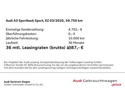 gebraucht Audi A3 Sportback e-tron S tronic