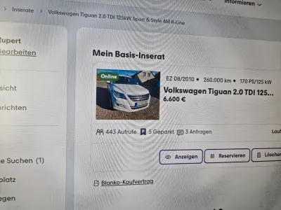 Gebraucht VW Tiguan Sportline 170 PS (125 kW) 2010 Weiß SUV