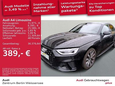 Mythosschwarz metallic Gebraucht 2023 Audi A4 S-Line Limousine | 31.389 € (Guter Preis)