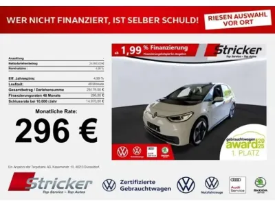 Gebraucht VW ID.3 Pro Performance 150 kW (204 PS) 2021 Gletscherweiß metallic schwarz (metallic) Kleinwagen