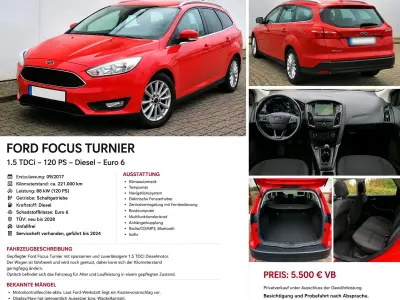 Gebraucht Ford Focus 120 PS (88 kW) 2017 Rot Kombi