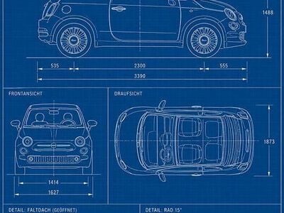 Usata Fiat 500C Lounge 69 CV (50 kW) 2019 Blu Cabrio