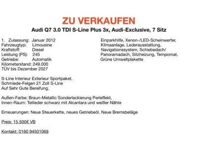 Gebraucht Audi Q7 S-Line 245 PS (180 kW) 2012 Braun SUV