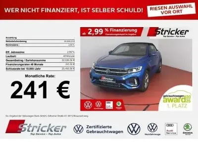 Gebraucht VW T-Roc Cabriolet R-line 150 PS (110 kW) 2025 Ravennablau metallic schwarz (metallic) Cabrio